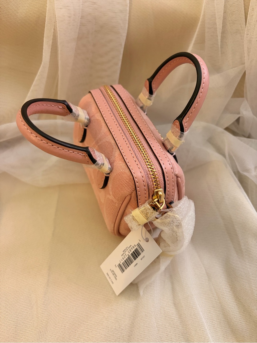 Coach pink denim Rowan bag charm - Picture 2 of 4